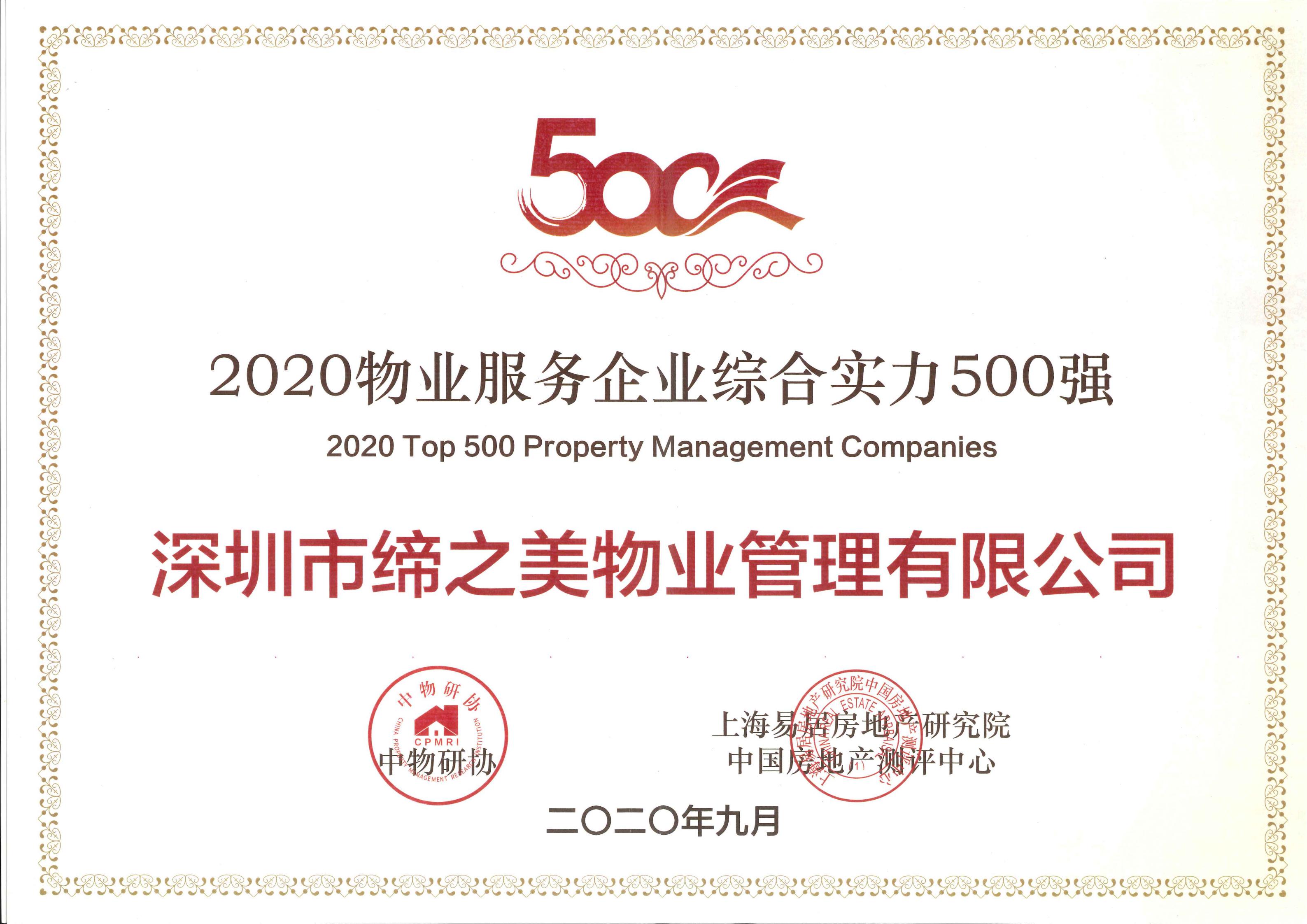 2020年物业服务企业综合实力500强